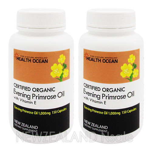 (최고급)헬스오션 유기농 달맞이꽃종자유=감마리놀레산 150캡슐 (유기농인증마크  1000mg X 150캡슐) 2통