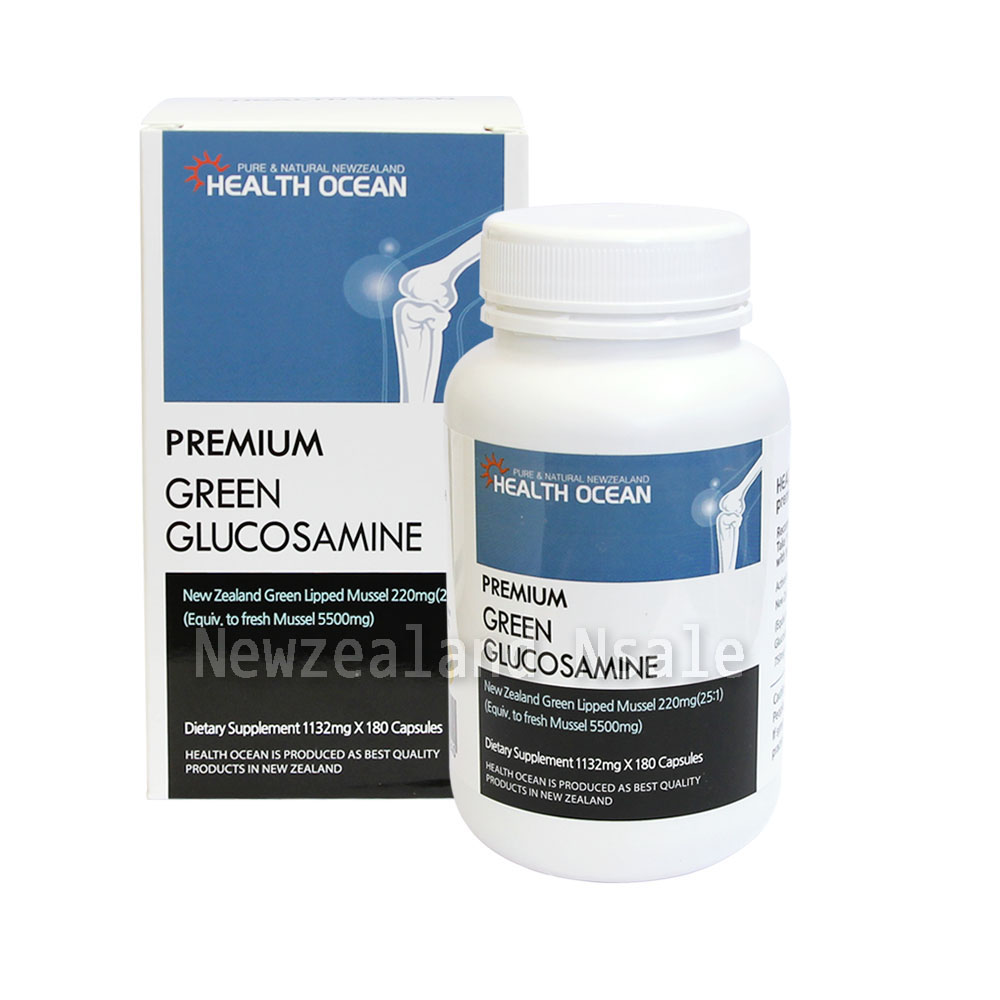 (고농축) 헬스오션 녹색입홍합+글루코사민 복합제품 180캡슐(2캡슐당 11000mg녹색입홍합 25:1로 농축+글루코사민1500mg) 1통