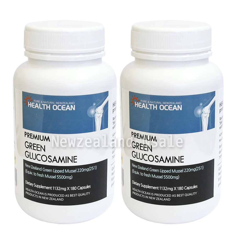 (고농축) 헬스오션 녹색입홍합+글루코사민 복합제품 180캡슐(2캡슐당 11000mg녹색입홍합 25:1로 농축+글루코사민1500mg) 2통 (3%할인)