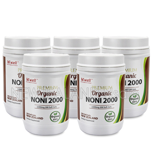 하이웰 프리미엄 유기농 노니캡슐 2000mg 200캡슐 5통