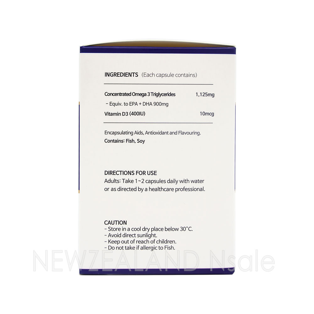 (엔세일 단독브랜드)비앤퓨어 프리미엄 rTG 오메가3 원어데이 900mg +비타민D 60캡슐 2통